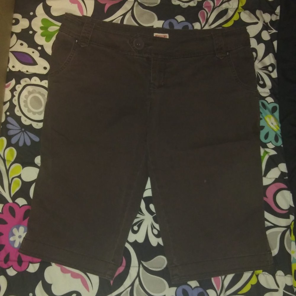 4/ $20 Mossimo Supply Co.; Dark brown; Capris